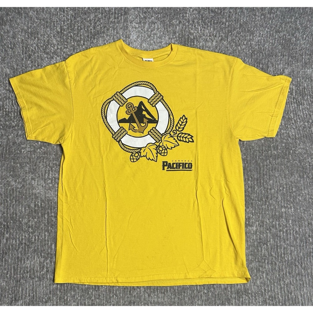 Cerveza Pacifico T Shirt Mens Size XL Yellow Mexican Beer Breweriana